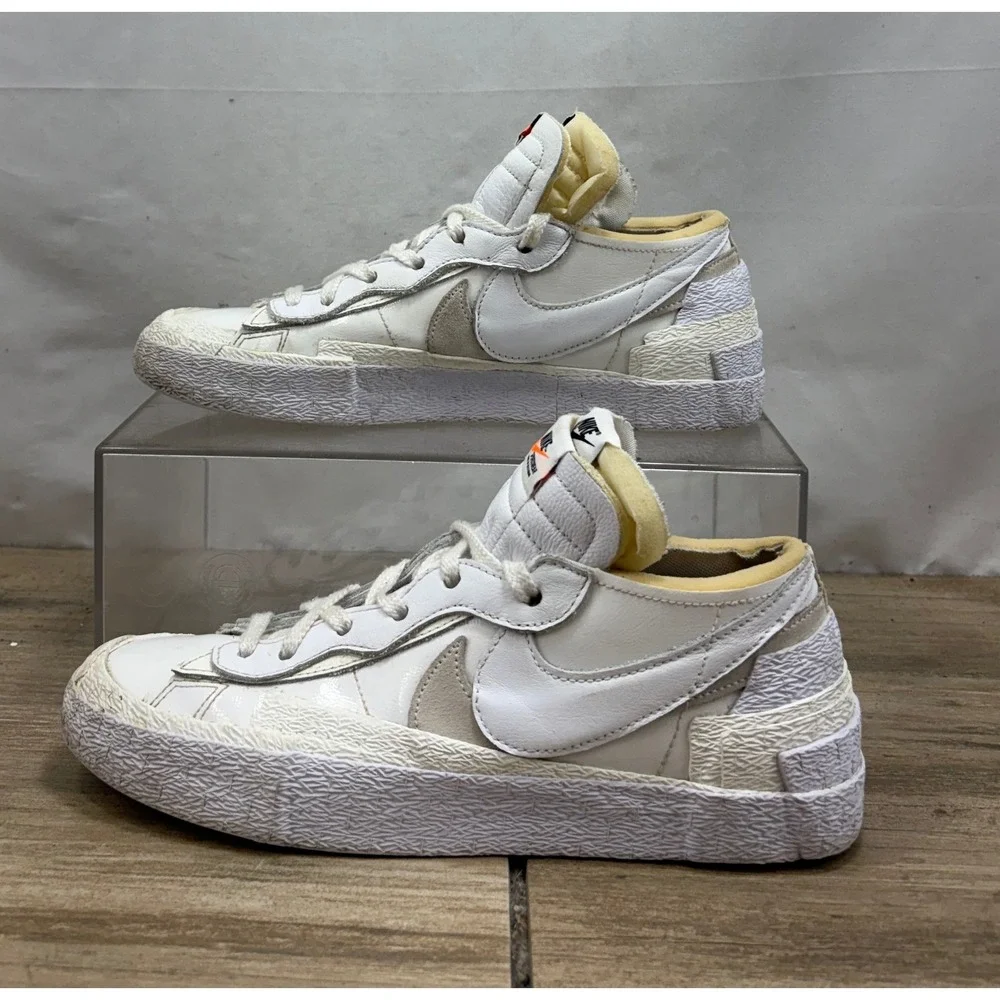Nike Blazer Low Sacai White Medium Grey Classic Casual‎ Sneakers
